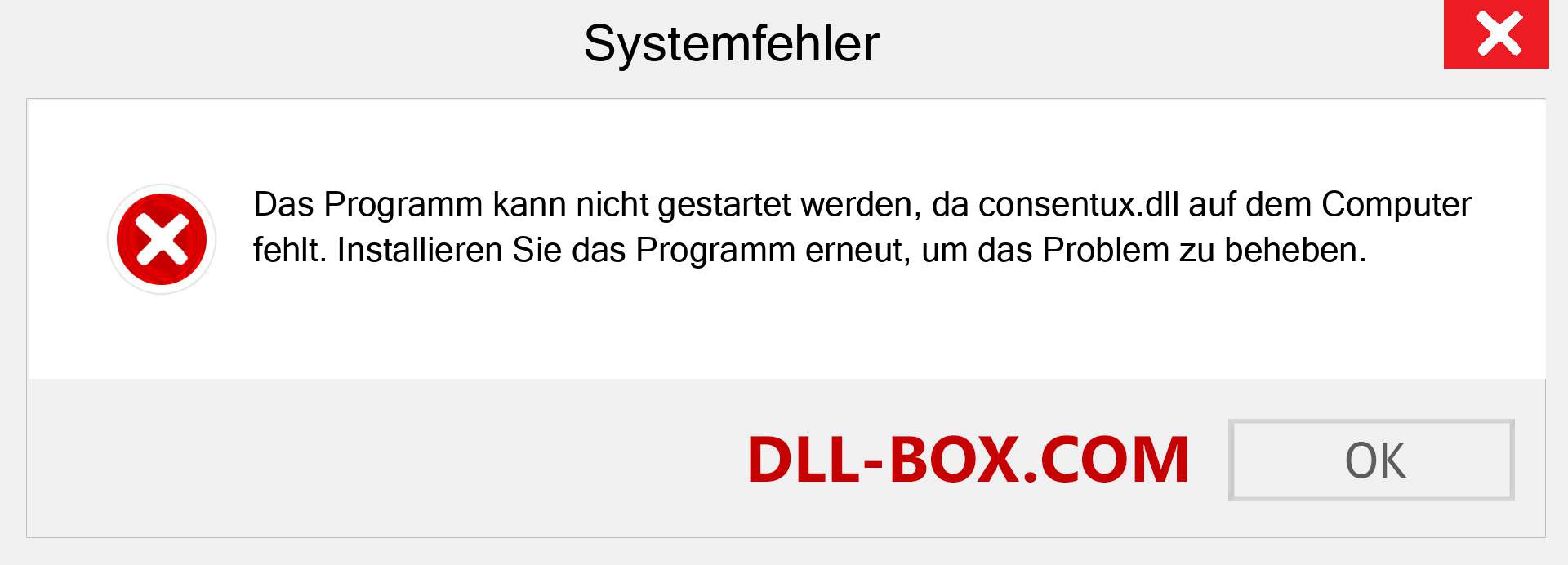 consentux.dll-Datei fehlt?. Download für Windows 7, 8, 10 - Fix consentux dll Missing Error unter Windows, Fotos, Bildern